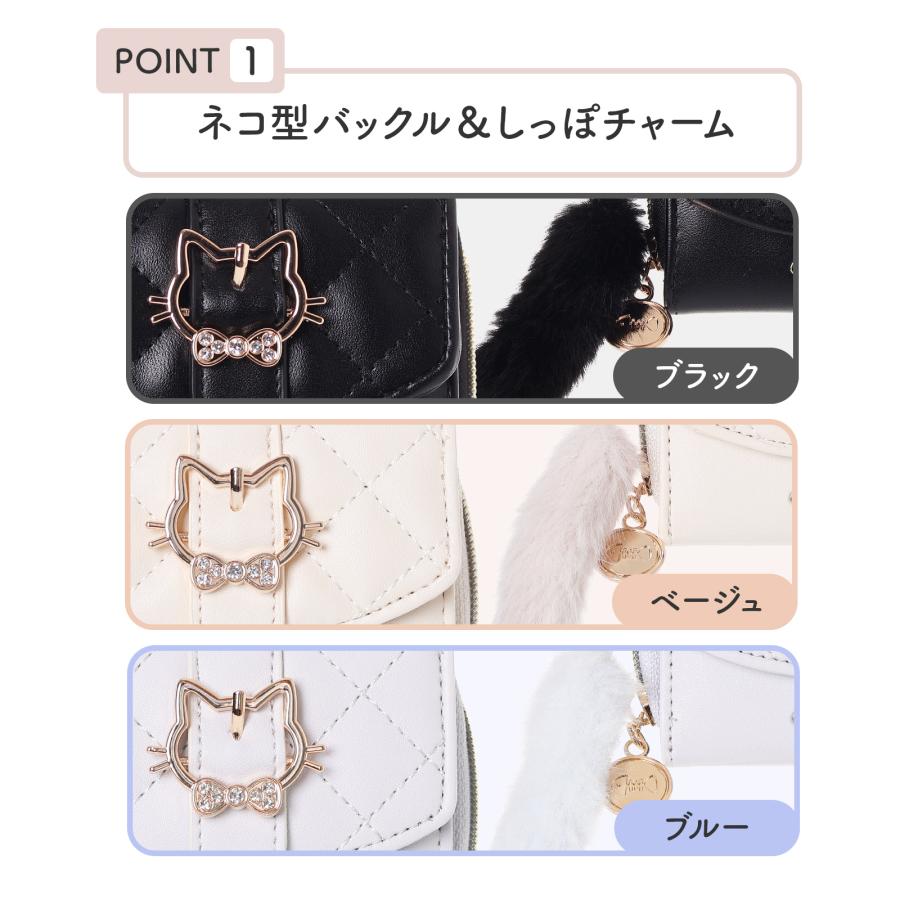ミニ財布 レディース 小銭入れ コンパクト かわいい 合皮 キルト ネコ