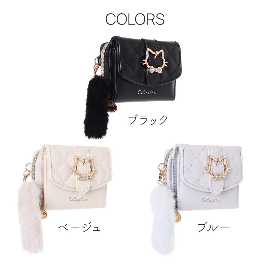 ミニ財布 レディース 小銭入れ コンパクト かわいい 合皮 キルト ネコ