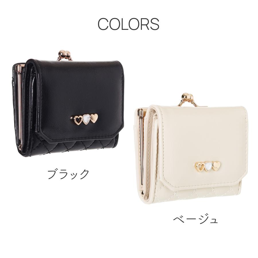 ミニ財布 レディース がま口 三つ折り かわいい ハート 小銭入れ