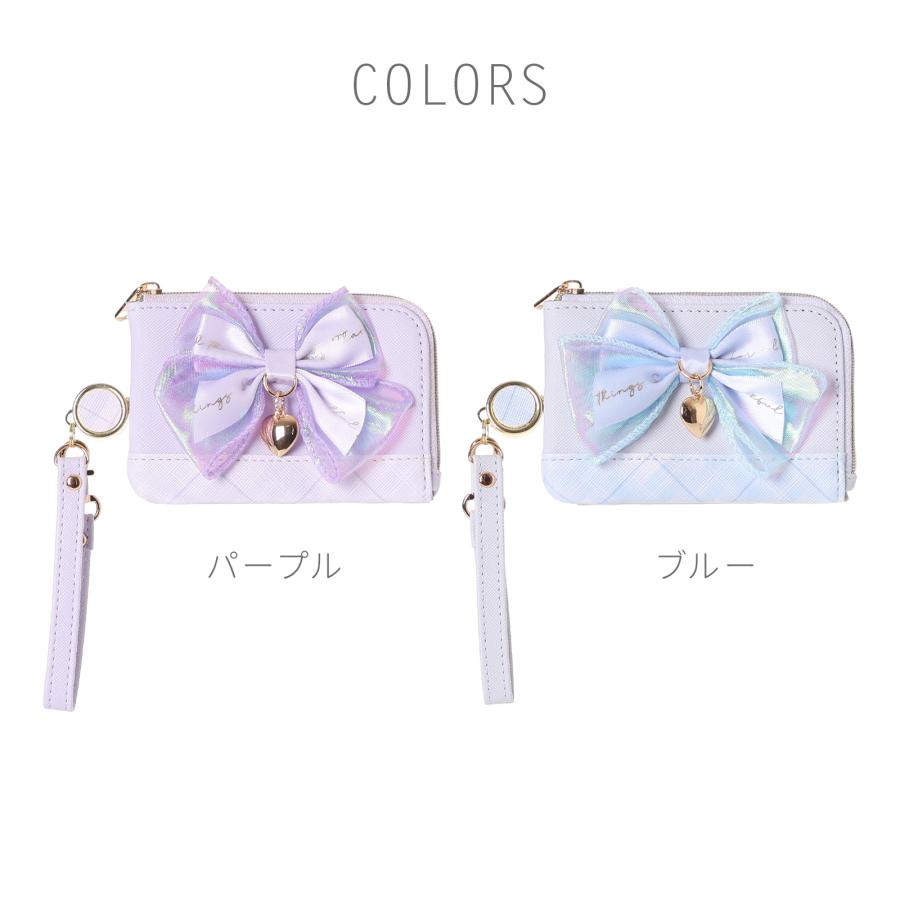 オーロラ リボン キーパスケース パスケース 定期入れ リール付き 通学