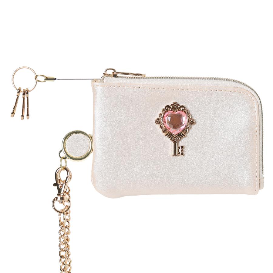 カギ型プレート付き 合皮キーパスケース リール付き 定期入れ IC