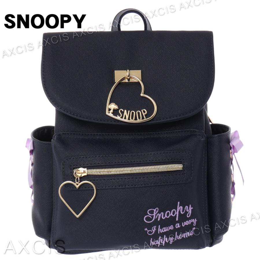 スヌーピー フェイクレザーミニリュック SNOOPY（スヌーピー） 合皮ハートリング付レースアップミニリュック