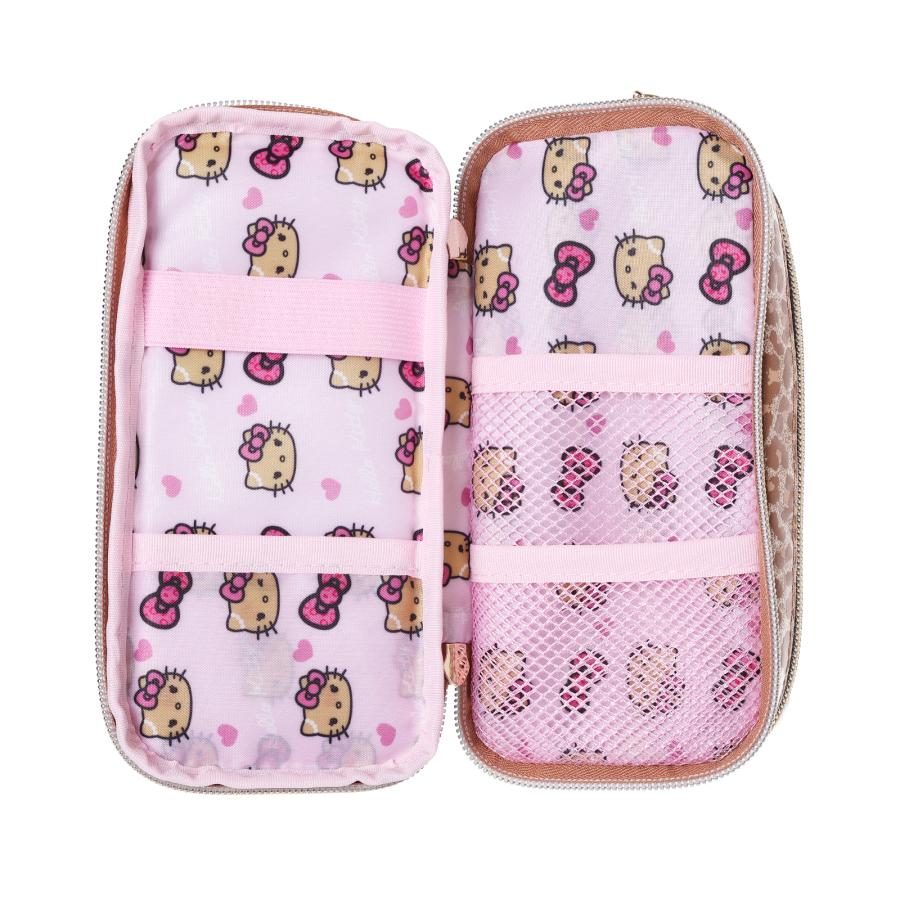 ハローキティ 日焼け キティ 多機能ポーチ グリッター ヒョウ柄