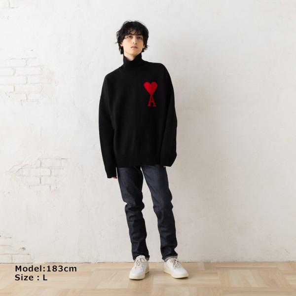 AMI PARIS ブラック ニットセーター 男女兼用 L AMI Alexandre Mattiussi アミパリス ニット セーター ブラック メンズ