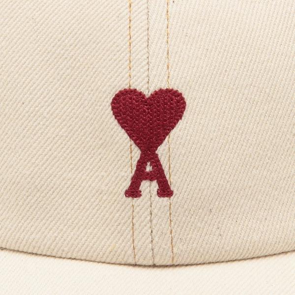 【美品！】ami ベージュキャップ 赤いハート刺繍 AMI Alexandre Mattiussi アミパリス 帽子 ベースボールキャップ