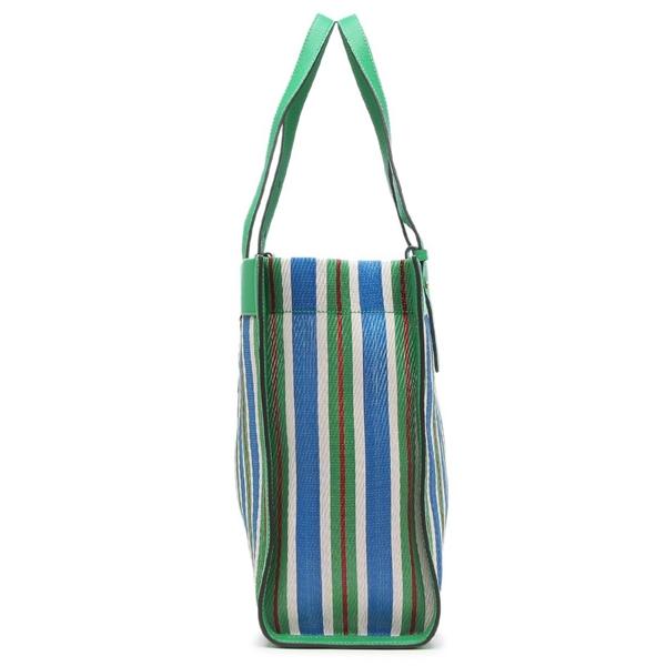 アニヤハインドマーチ トートバッグ アイズ ストライプトート グリーン ブルー メンズ レディース ANYA HINDMARCH 5050925200820 A4対応の画像