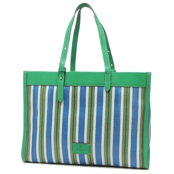 アニヤハインドマーチ トートバッグ アイズ ストライプトート グリーン ブルー メンズ レディース ANYA HINDMARCH 5050925200820 A4対応の画像