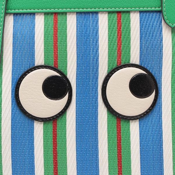 アニヤハインドマーチ トートバッグ アイズ ストライプトート グリーン ブルー メンズ レディース ANYA HINDMARCH 5050925200820 A4対応の画像