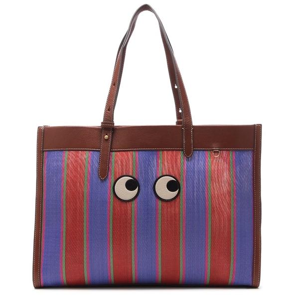 アニヤハインドマーチ トートバッグ アイズ ストライプトート レッド ブルー メンズ レディースANYA HINDMARCH 5050925200837 A4対応の画像