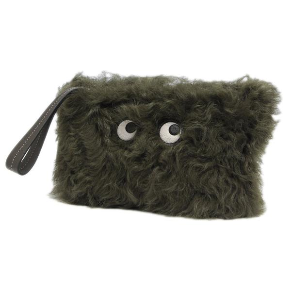 アニヤハインドマーチ クラッチバッグ アイズ シアリング アップリケ カーキグリーン メンズ レディース ANYA HINDMARCH 5050925201148の画像