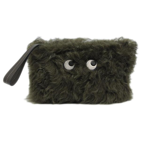 アニヤハインドマーチ クラッチバッグ アイズ シアリング アップリケ カーキグリーン メンズ レディース ANYA HINDMARCH 5050925201148の画像