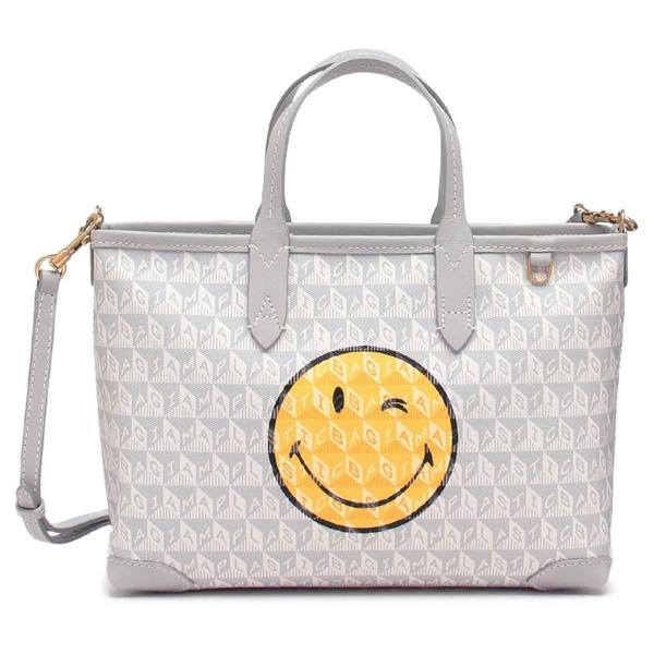 アニヤハインドマーチ ハンドバッグ ショルダーバッグ ウィンク ジップトート グレー イエロー レディース ANYA HINDMARCH 5050925205337の画像