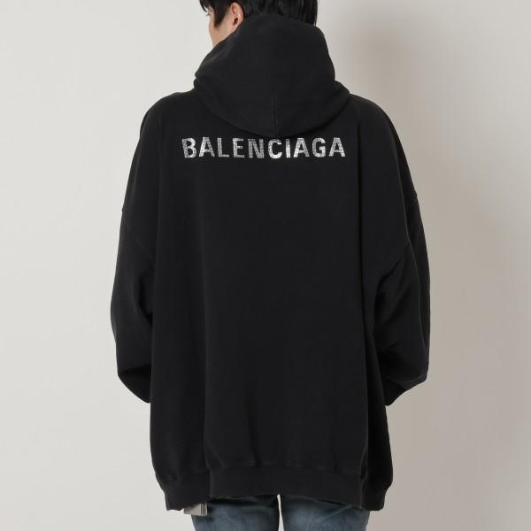 BALENCIAGA（バレンシアガ） パーカー フーディー ブラック シルバー