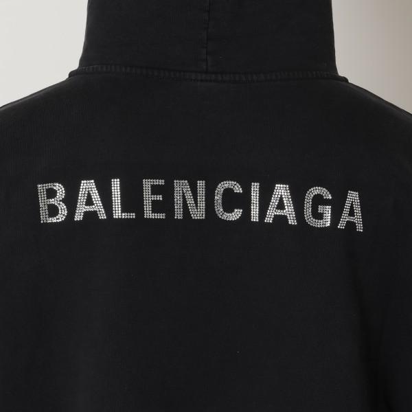 【新品・未使用】バレンシアガ BALENCIAGA ダブルジッパー 黒フーディ BALENCIAGA（バレンシアガ） 24SS 店舗限定 ダメージ加工 バーニング