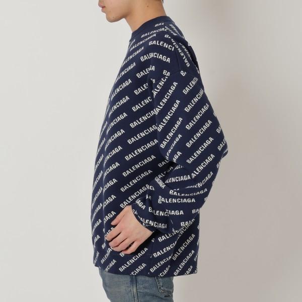 バレンシアガ ニット セーター ネイビー ホワイト メンズ BALENCIAGA 736247 t3233 8502の画像