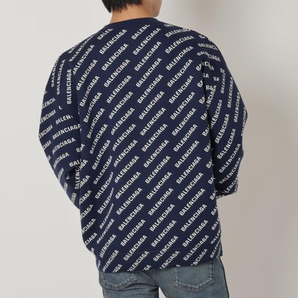 BALENCIAGA バレンシアガ ニット セーター ネイビー ホワイト BALENCIAGA バレンシアガ ニット セーター ネイビー ホワイト