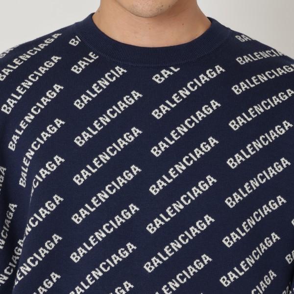 BALENCIAGA バレンシアガ ニット セーター ネイビー ホワイト BALENCIAGA バレンシアガ ニット セーター ネイビー ホワイト
