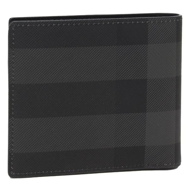 バーバリー 二つ折り財布 チェック スリム グレー ブラック メンズ BURBERRY 8100529 A1208の画像