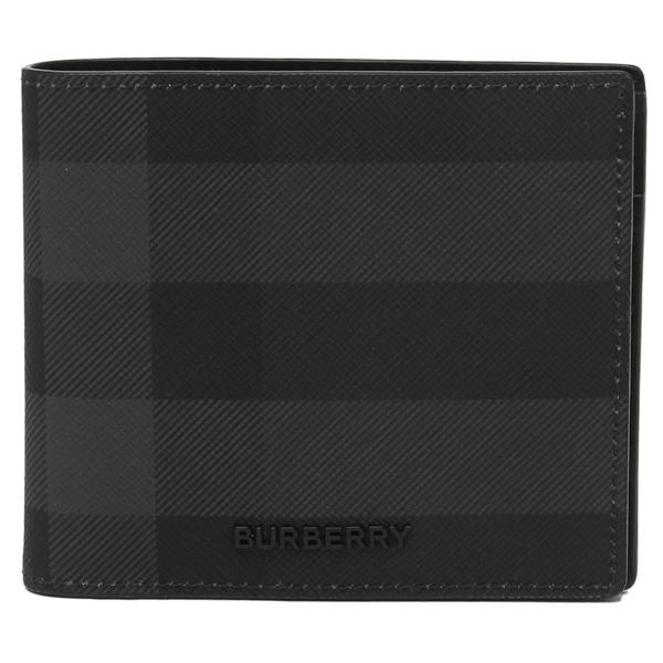 バーバリー 二つ折り財布 チェック スリム グレー ブラック メンズ BURBERRY 8100529 A1208の画像