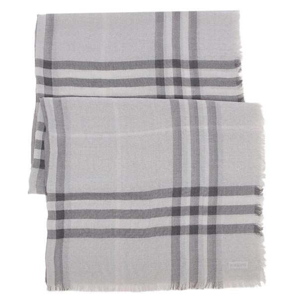 バーバリー スカーフ ワイドチェック グレー ホワイト メンズ レディース ユニセックス BURBERRY 8113525 C3382 BURBERRY（バーバリー） スカーフ ワイドチェック グレー ホワイト