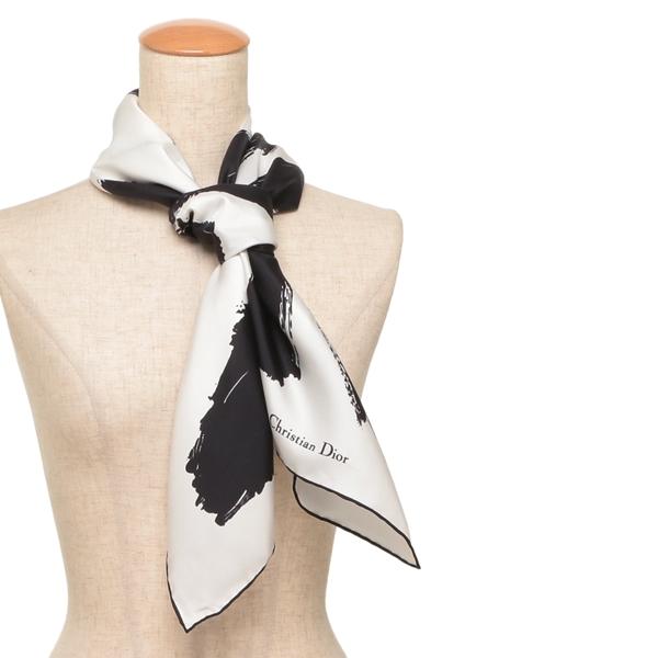 クリスチャンディオール スカーフ バンダナ ブラック ホワイト レディース Christian Dior 45MID090I616 900の画像