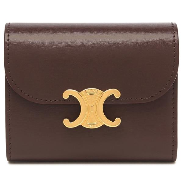 CELINE セリーヌ 三つ折り財布 トリオンフ ミニ財布 ブラウン CELINE セリーヌ 三つ折り財布 トリオンフ ミニ財布 ブラウン