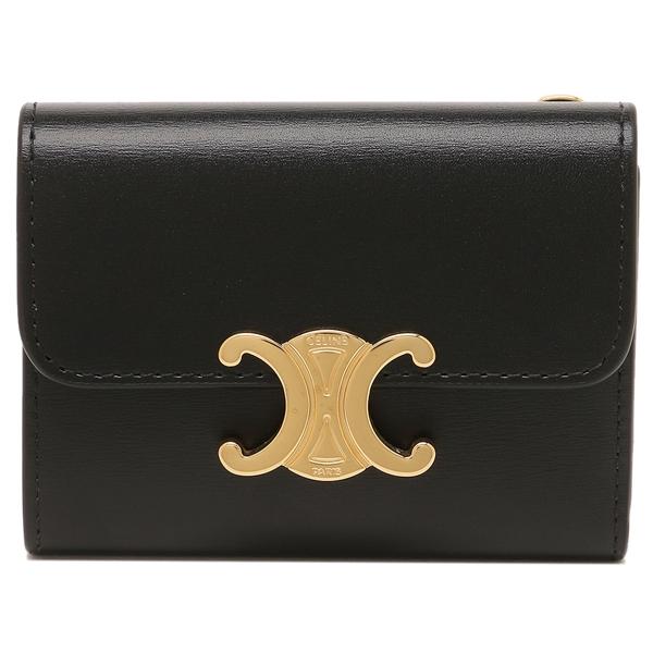 CELINE セリーヌ 三つ折り財布 トリオンフ ミニ財布 ブラック 
