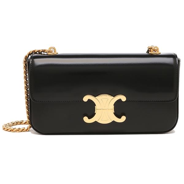 CELINE ブラックレザー ミニショルダーバッグ CELINE ブラックレザー ショルダーバッグ