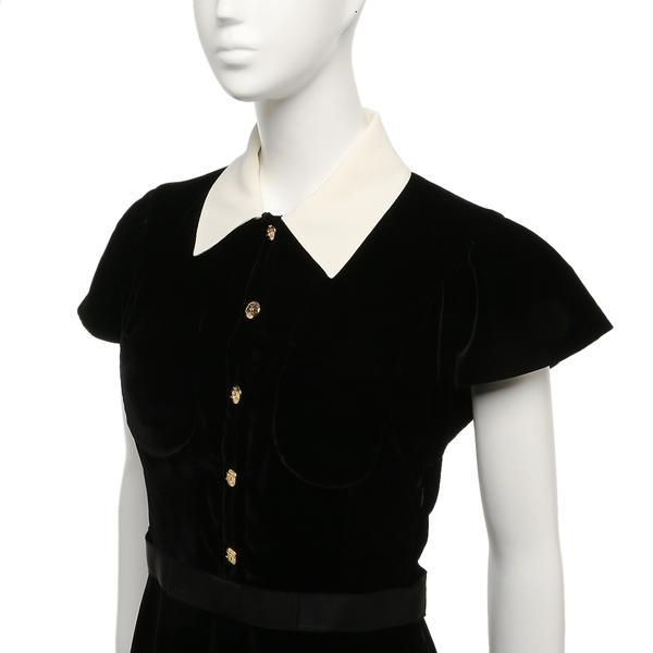 未使用級　現行　CELINE 膝丈　ワンピース　トリオンフ　金ボタン　黒　S CELINE セリーヌ ワンピース ブラック レディース 2R07J353F