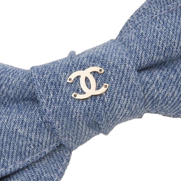シャネル バレッタ ボウバレッタ デニム リボンモチーフ CCマーク ココマーク ブルー レディース CHANEL AAB661 B23096 U6472の画像