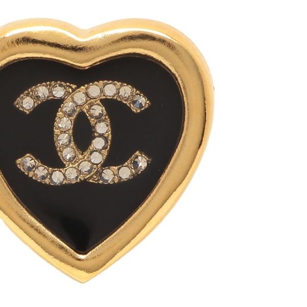 CHANEL シャネル　ヴィンテージ　ブラック　ハートCOCOマーク　ピアス CHANEL シャネル ピアス ハート ココマーク CCマーク ゴールド
