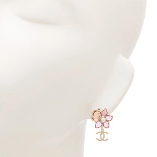 シャネル ピアス クルーズコレクション フラワーモチーフ 花 CCマーク ココマーク ピンク ゴールド レディース CHANEL ABG809 B22978 U6081の画像