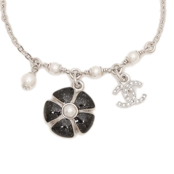 シャネル ブレスレット フラワーモチーフ 花 CCマーク ココマーク シルバー ブラック レディース CHANEL ABG891 B22986 U6097の画像