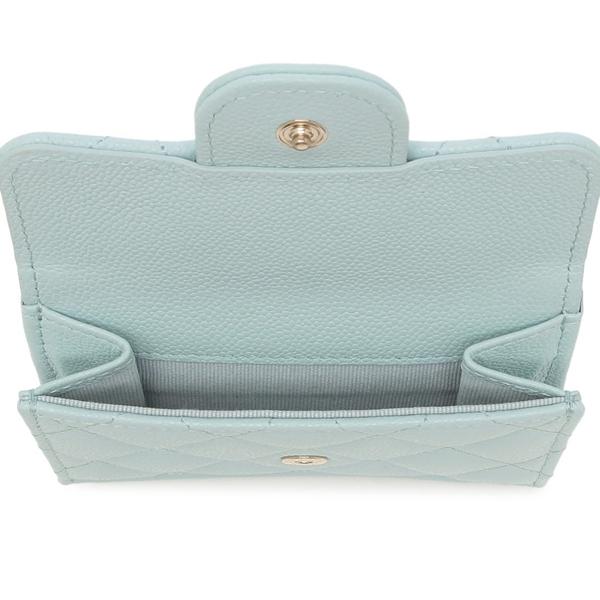 シャネル 三つ折り財布 マトラッセ ミニ財布 CCマーク ココマーク ブルー レディース CHANEL AP0230 B10583 U3647の画像