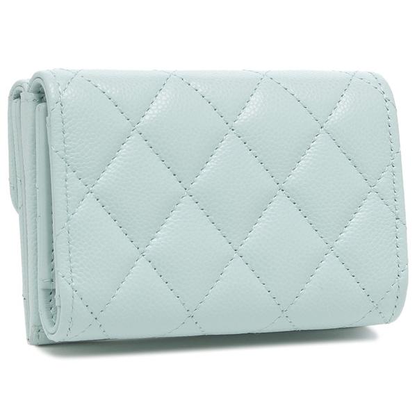 シャネル 三つ折り財布 マトラッセ ミニ財布 CCマーク ココマーク ブルー レディース CHANEL AP0230 B10583 U3647の画像