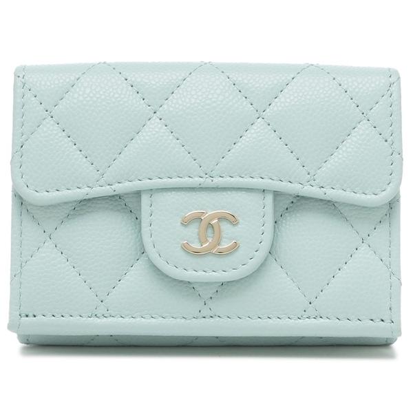 シャネル 三つ折り財布 マトラッセ ミニ財布 CCマーク ココマーク ブルー レディース CHANEL AP0230 B10583 U3647の画像