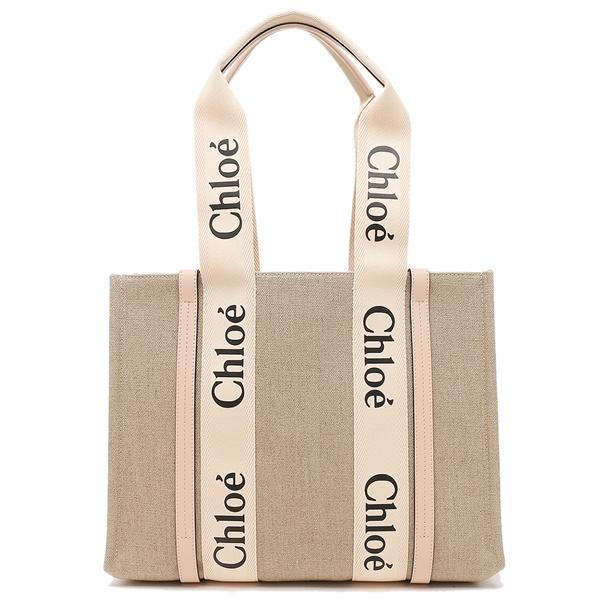 クロエ トートバッグ ウッディ ベージュ ピンク レディース CHLOE CHC22AS383I26 6J5 A4対応の画像