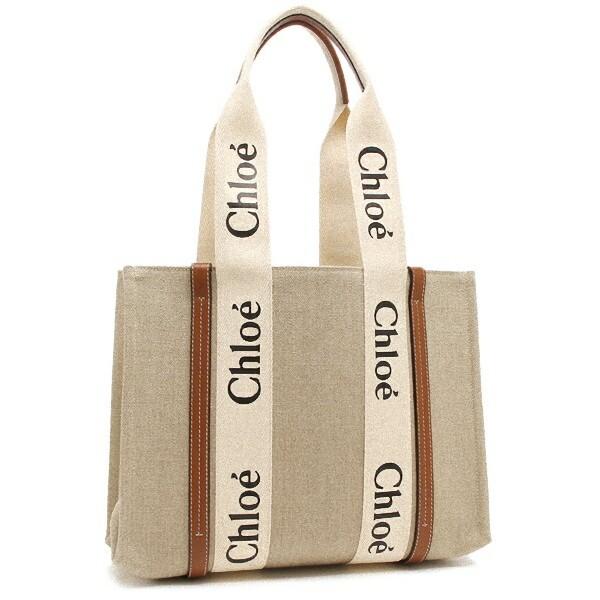 クロエ トートバッグ ウッディ ミディアム ベージュ ブラウン レディース CHLOE CHC22AS383I26 90U A4対応の画像