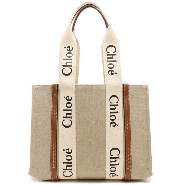 クロエ トートバッグ ウッディ ミディアム ベージュ ブラウン レディース CHLOE CHC22AS383I26 90U A4対応の画像