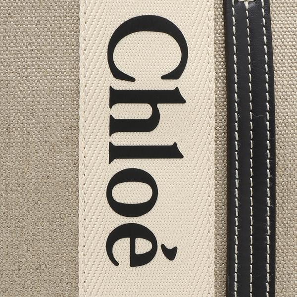 クロエ トートバッグ ウッディ ミディアム ベージュ ネイビー レディース CHLOE CHC22AS383I26 91J A4対応の画像