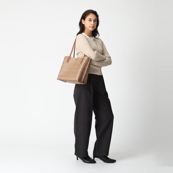 コーチ トートバッグ ウィロウ トート シグネチャー キャンバス A4サイズ対応 ブラウン レディース COACH C0693 A4対応の画像