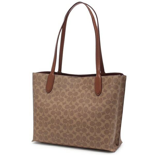コーチ トートバッグ ウィロウ トート シグネチャー キャンバス A4サイズ対応 ブラウン レディース COACH C0693 A4対応の画像