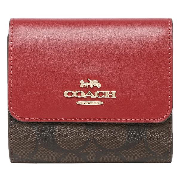 ☆未使用☆COACH 三つ折り財布 レッド ブラウン シグネクチャー CC060 極美品 コーチ 三つ折り財布 レッド ブラウン シグネクチャー