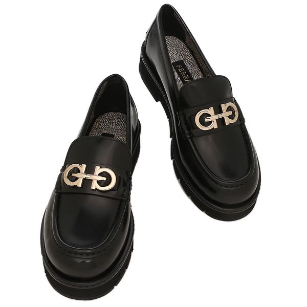 FERRAGAMO BLACK LEATHER SIWAR FLATS (FERRAGAMO/フラット FERRAGAMO BLACK LEATHER SIWAR FLATS (FERRAGAMO/フラット