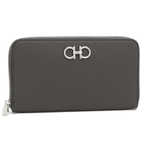 美品　フェラガモ　グレー×黒　６D フェラガモ 二つ折り財布/ミニ財布 財布 レディース シティ