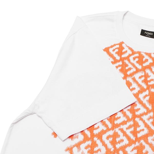 FENDI（フェンディ） Tシャツ トップス FFロゴ ホワイト オレンジ