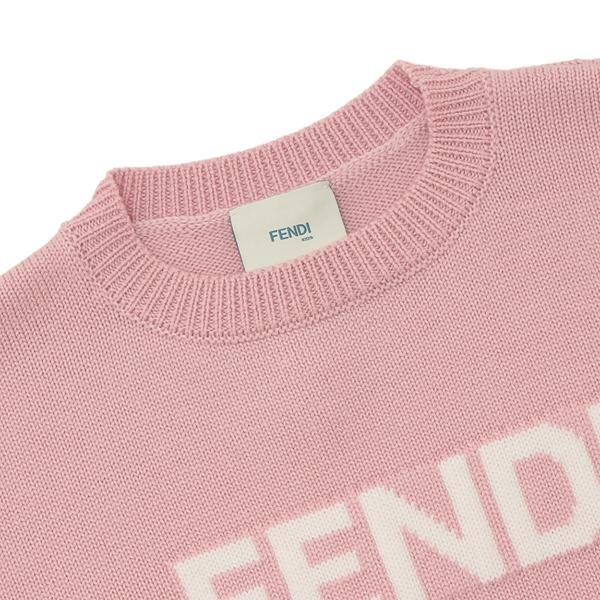 FENDI（フェンディ） 子供服 ニット セーター ピンク ホワイト キッズ
