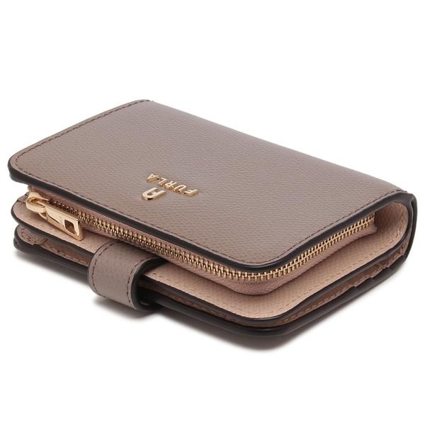 未使用　FURLA フルラ　グレー　ベージュ　二つ折り財布 FURLA フルラ 二つ折り財布 カメリア ミニ財布 グレー ベージュ