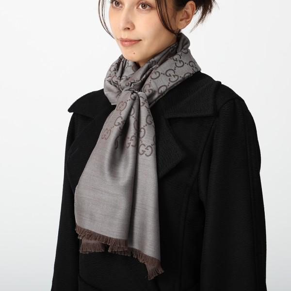 GUCCI グッチ　ストール マフラー スカーフ 165904 グレー　新品 GUCCI（グッチ） スカーフ バンダナ ストール グレー レディース GUCCI
