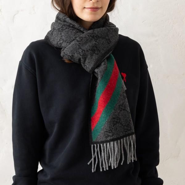 GUCCI（グッチ） スカーフ バンダナ ストール グレー メンズ